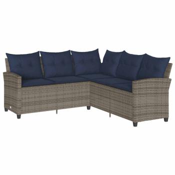 L-förmiges Couchsofa mit Kissen Graues Polyrattan