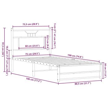 Bettgestell ohne Matratze Braun Eiche 75x190 cm Holzwerkstoff