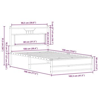 Bettgestell ohne Matratze Braun Eiche 100x190 cm Holzwerkstoff