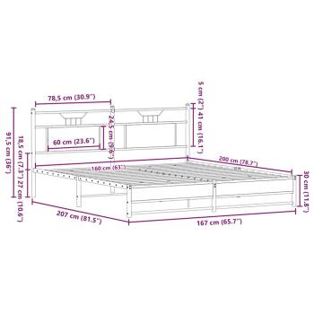 Bettgestell ohne Matratze Braun Eiche 160x200 cm Holzwerkstoff
