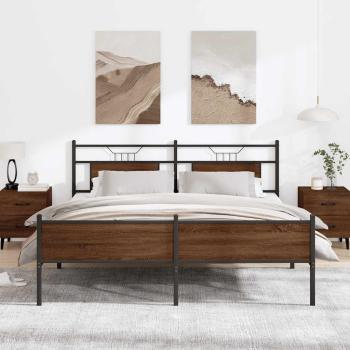 ARDEBO.de - Metallbett ohne Matratze Braun Eichen-Optik 160x200 cm