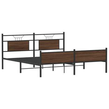 Metallbett ohne Matratze Braun Eichen-Optik 160x200 cm