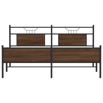 Metallbett ohne Matratze Braun Eichen-Optik 160x200 cm