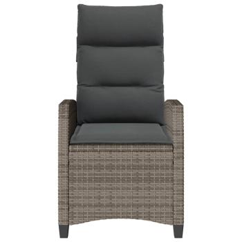 Gartensessel mit Beistelltisch Verstellbar Grau Poly Rattan