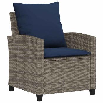 6-tlg. Garten-Sofagarnitur mit Kissen Grau Poly Rattan