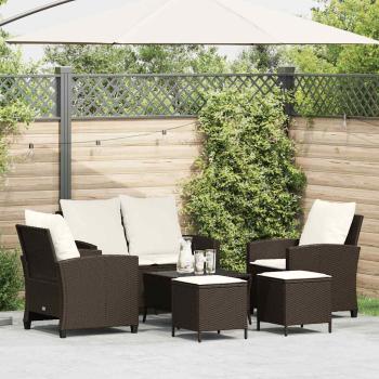 ARDEBO.de - 6-tlg. Garten-Sofagarnitur mit Kissen Braun Poly Rattan