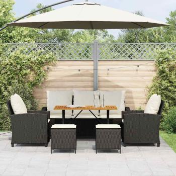 6-tlg. Garten-Sofagarnitur mit Kissen Schwarz Poly Rattan