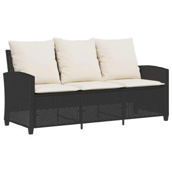6-tlg. Garten-Sofagarnitur mit Kissen Schwarz Poly Rattan