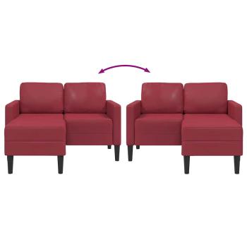2-Sitzer-Sofa mit Chaiselongue L-Form Weinrot 125 cm Kunstleder