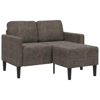 ARDEBO.de - 2er-Sofa mit Chaiselongue L-Form Dunkelgrau 125 cm Kunstleder
