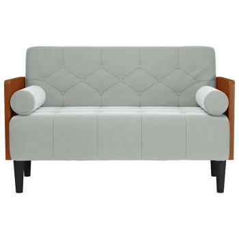 Zweisitzer-Sofa mit Nackenrollen Hellgrau 110 cm Samt