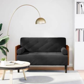 ARDEBO.de - Zweisitzer-Sofa mit Nackenrollen Schwarz 110 cm Samt