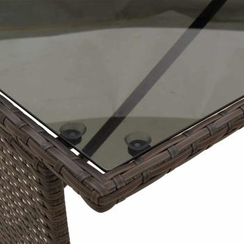 3-tlg. Garten-Essgruppe mit Kissen Braun Poly Rattan