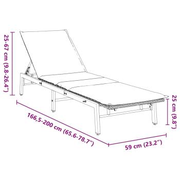 Sonnenliege mit Auflage Schwarz Poly-Rattan