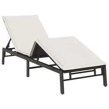 Sonnenliege mit Auflage Schwarz Poly-Rattan