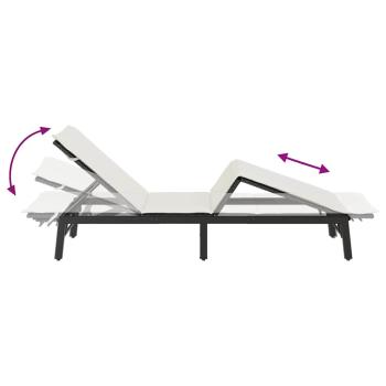Sonnenliege mit Auflage Schwarz Poly-Rattan
