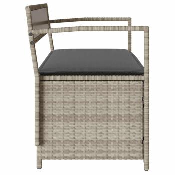 Gartenbank mit Stauraum und Kissen Hellgrau Poly Rattan