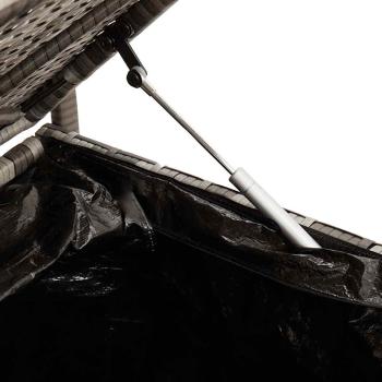 Gartenbank mit Stauraum und Kissen Grau Poly Rattan