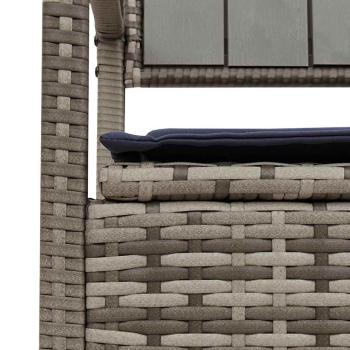 Gartenbank mit Stauraum und Kissen Grau Poly Rattan