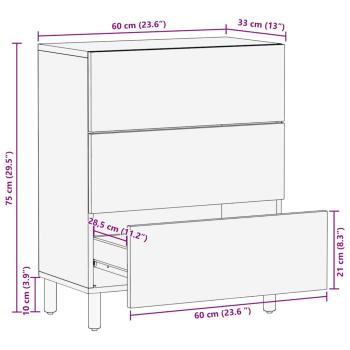 Sideboard 60x33x75 cm Massivholz Akazie