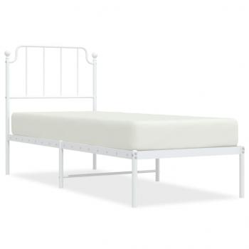 Metallbett ohne Matratze mit Kopfteil Weiß 75x190 cm