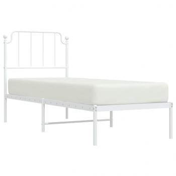 Metallbett ohne Matratze mit Kopfteil Weiß 75x190 cm