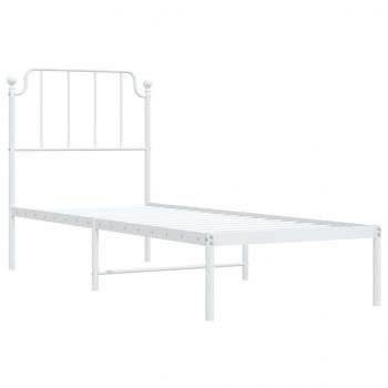 Metallbett ohne Matratze mit Kopfteil Weiß 75x190 cm