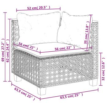 5-tlg. Garten-Sofagarnitur mit Kissen Beige Poly Rattan