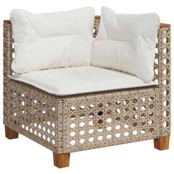 7-tlg. Garten-Sofagarnitur mit Kissen Beige Poly Rattan