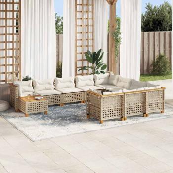 ARDEBO.de - 11-tlg. Garten-Sofagarnitur mit Kissen Beige Poly Rattan