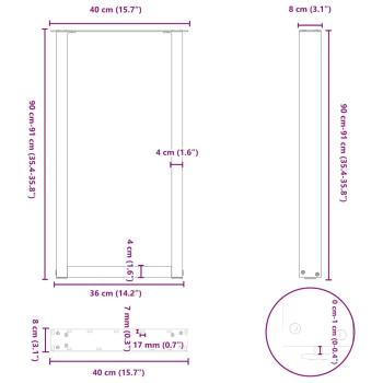 Couchtischbeine U-Form 2 Stk. Naturstahl 50x(90-91) cm Stahl