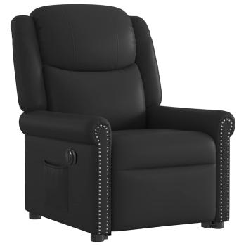 Relaxsessel Aufstehen Elektrisch Glänzend Schwarz Kunstleder