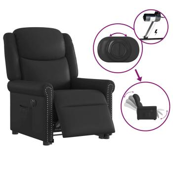 Relaxsessel Aufstehen Elektrisch Glänzend Schwarz Kunstleder