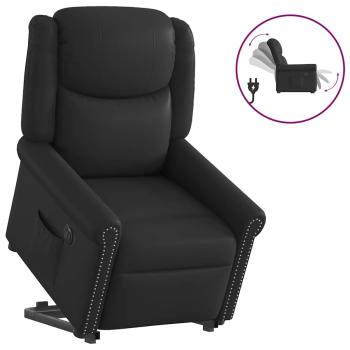Relaxsessel Aufstehen Elektrisch Glänzend Schwarz Kunstleder