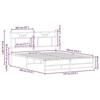 Bettgestell ohne Matratze Braun Eiche 140x190 cm Holzwerkstoff