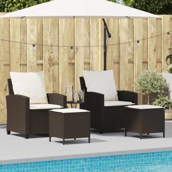 ARDEBO.de - 4-tlg. Garten-Sofagarnitur mit Kissen Braun Poly Rattan