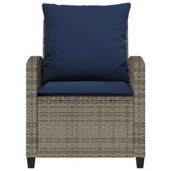 4-tlg. Garten-Sofagarnitur mit Kissen Grau Poly Rattan