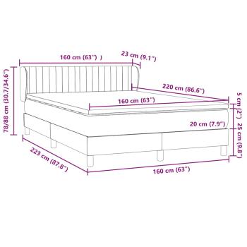 Boxspringbett mit Matratze Dunkelgrau 160x220 cm Samt
