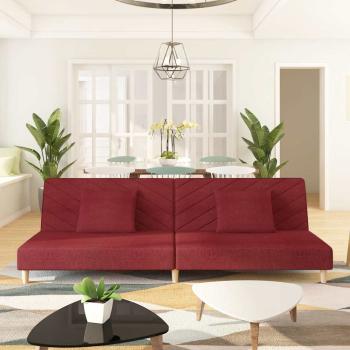 ARDEBO.de - Schlafsofa 2-Sitzer mit 2 Kissen Weinrot Stoff