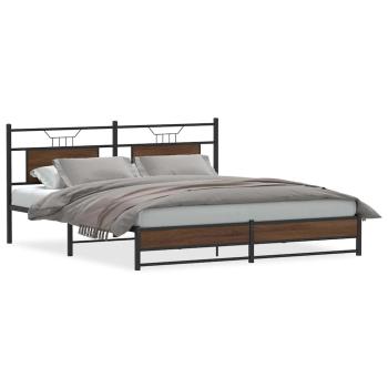 Metallbett ohne Matratze Braun Eichen-Optik 180x200 cm