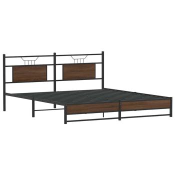 Metallbett ohne Matratze Braun Eichen-Optik 180x200 cm