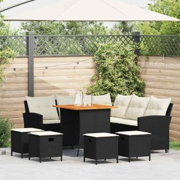 ARDEBO.de - 6tlg. Garten-Sofagarnitur mit Kissen L-Form Schwarz Poly Rattan