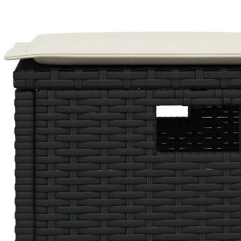 6tlg. Garten-Sofagarnitur mit Kissen L-Form Schwarz Poly Rattan