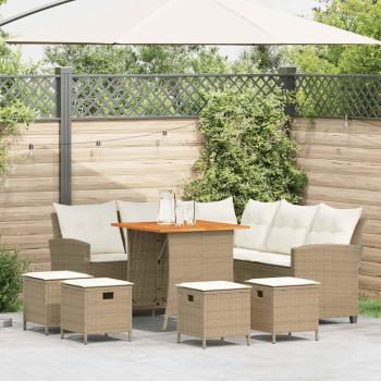 ARDEBO.de - 6-tlg. Garten-Sofagarnitur mit Kissen L-Form Beige Poly Rattan