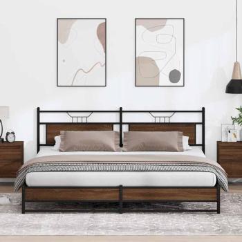 ARDEBO.de - Metallbett ohne Matratze Braun Eichen-Optik 193x203 cm