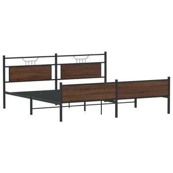 Metallbett ohne Matratze Braun Eichen-Optik 193x203 cm