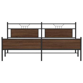 Metallbett ohne Matratze Braun Eichen-Optik 193x203 cm