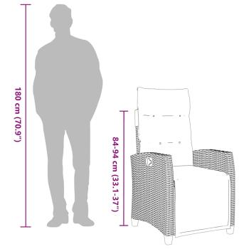 Gartensessel mit Beistelltisch Verstellbar Beige Poly Rattan