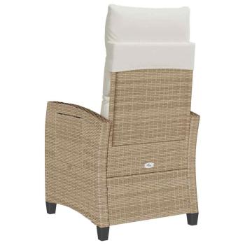 Gartensessel mit Beistelltisch Verstellbar Beige Poly Rattan