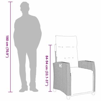 Gartensessel mit Beistelltisch Verstellbar Schwarz Poly Rattan